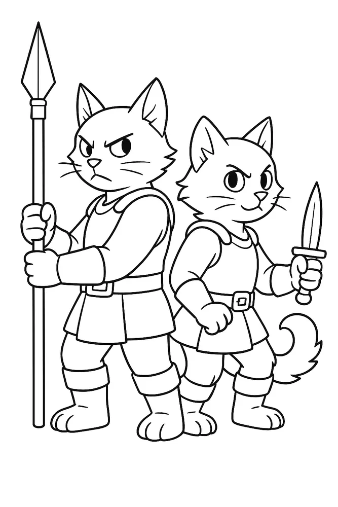 Brave Warrior Cats: Action-Packed Cat Coloring Pages