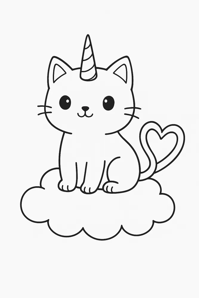 Cuteness Overload Unicorn Cat Coloring Pages