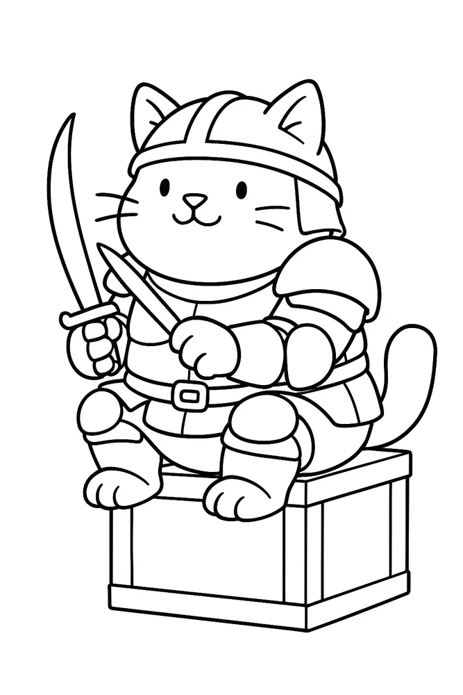 Brave Warrior Cat Ready for Battle Cat Coloring Pages