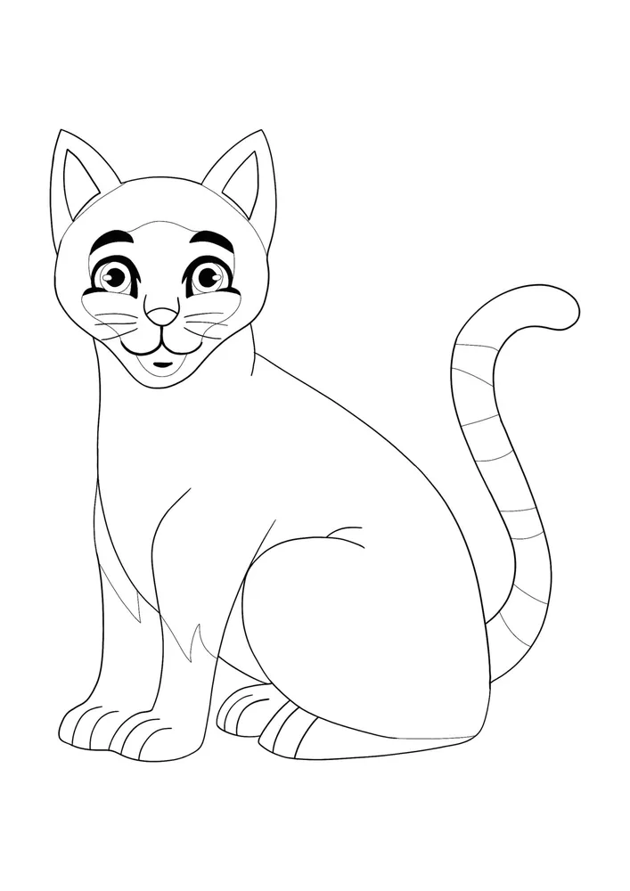 Playful Sitting Cat Coloring Pages
